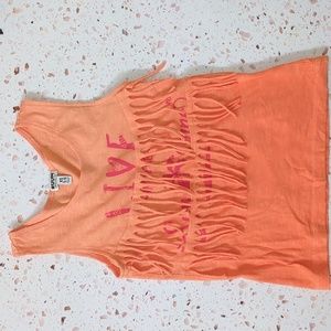 RUUM | Tangerine Ombre Tank Top with Shredded Fringe | XS (5-6)